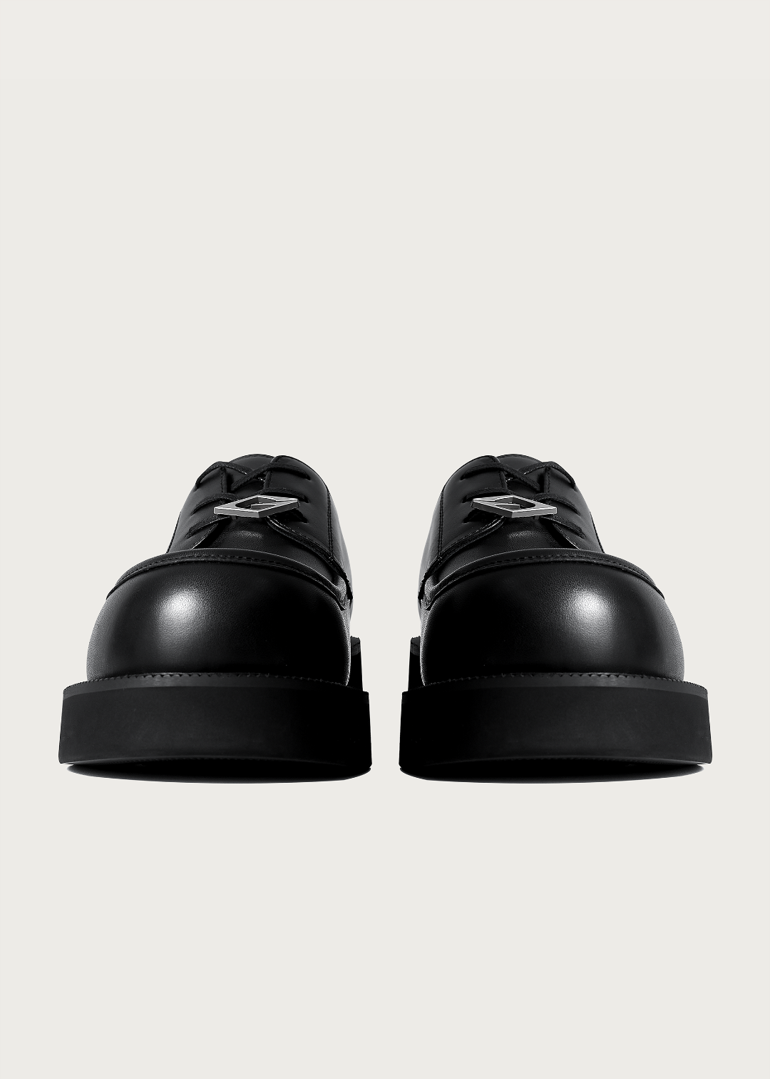 Dapper Derby shoes Round-toe Thick sole Obsidian black