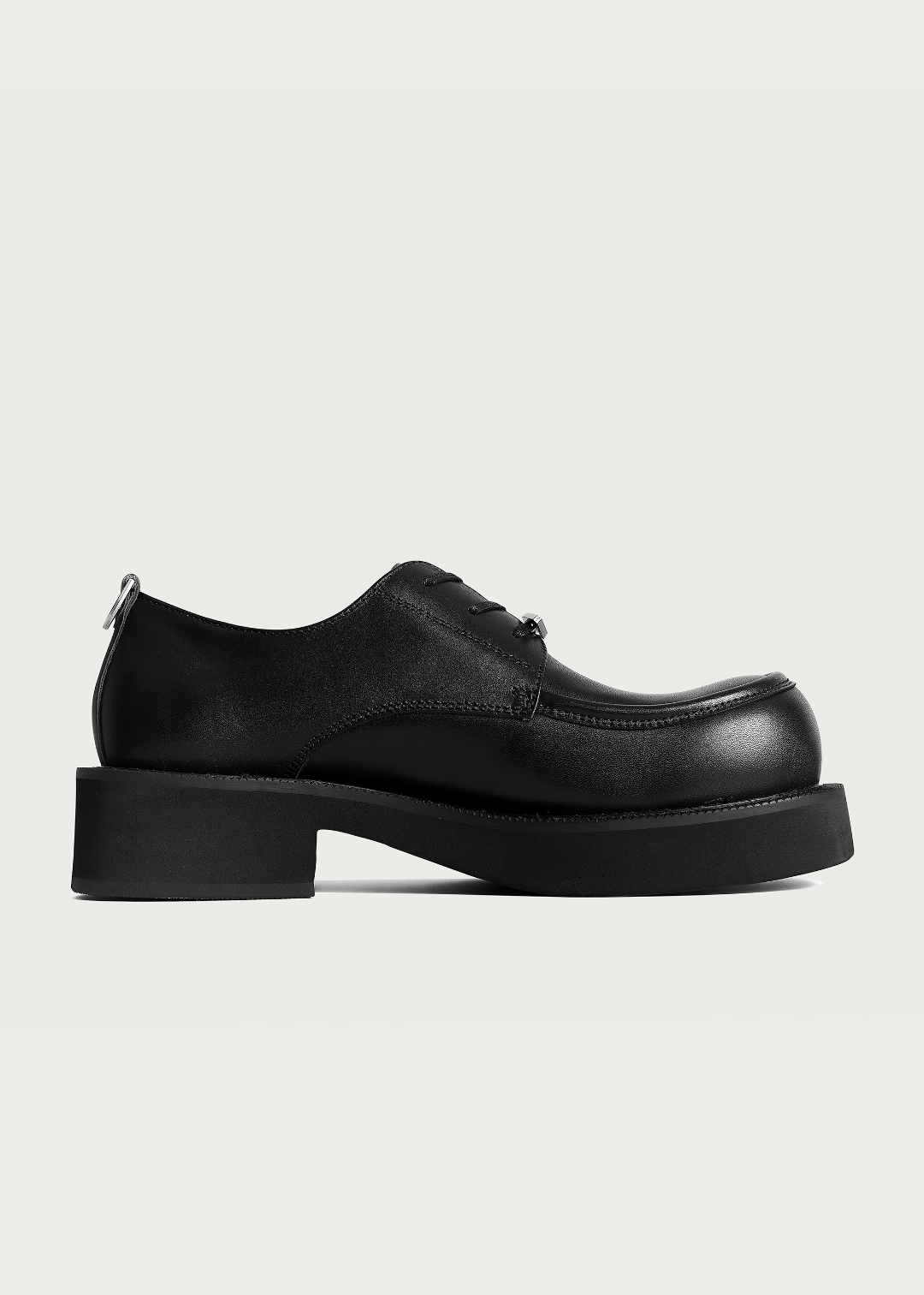 Dapper Derby shoes Round-toe Thick sole Obsidian black