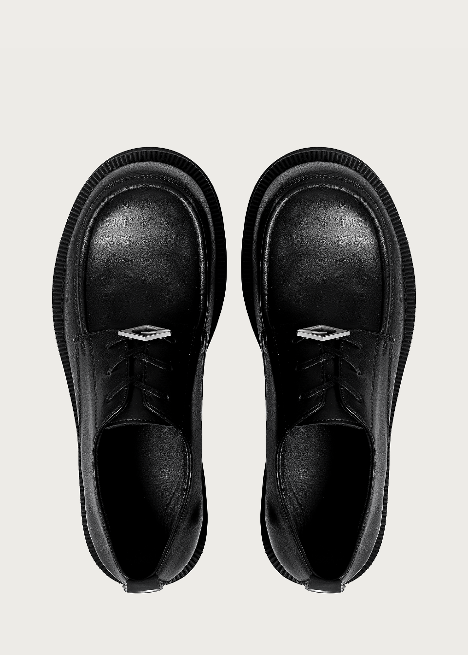 Dapper Derby shoes Round-toe Thick sole Obsidian black