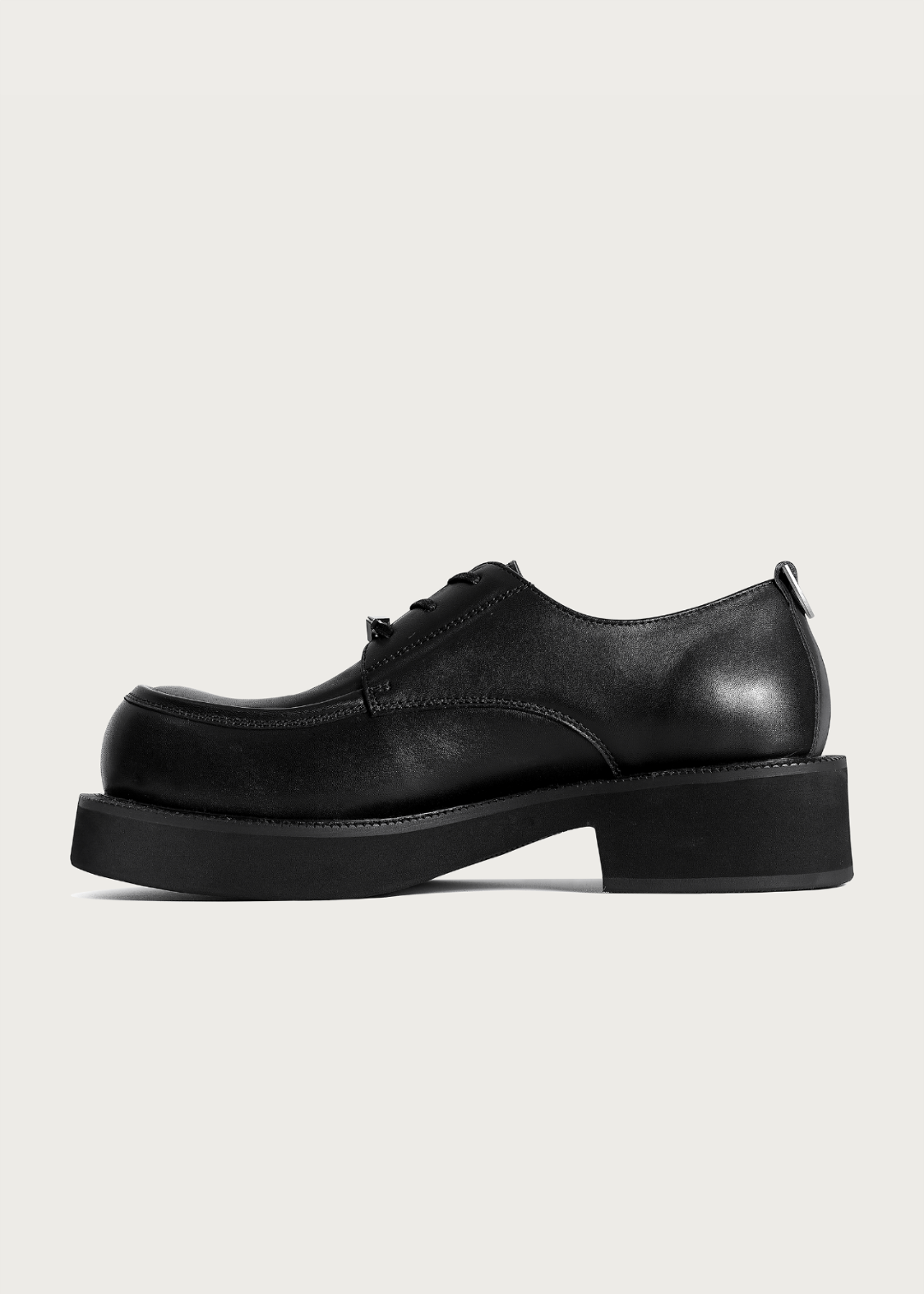 Dapper Derby shoes Round-toe Thick sole Obsidian black