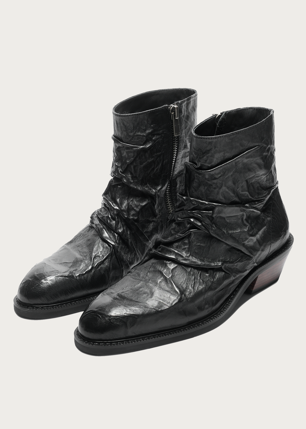 Chelsea boots Metallic-texture Ruched Sheepskin