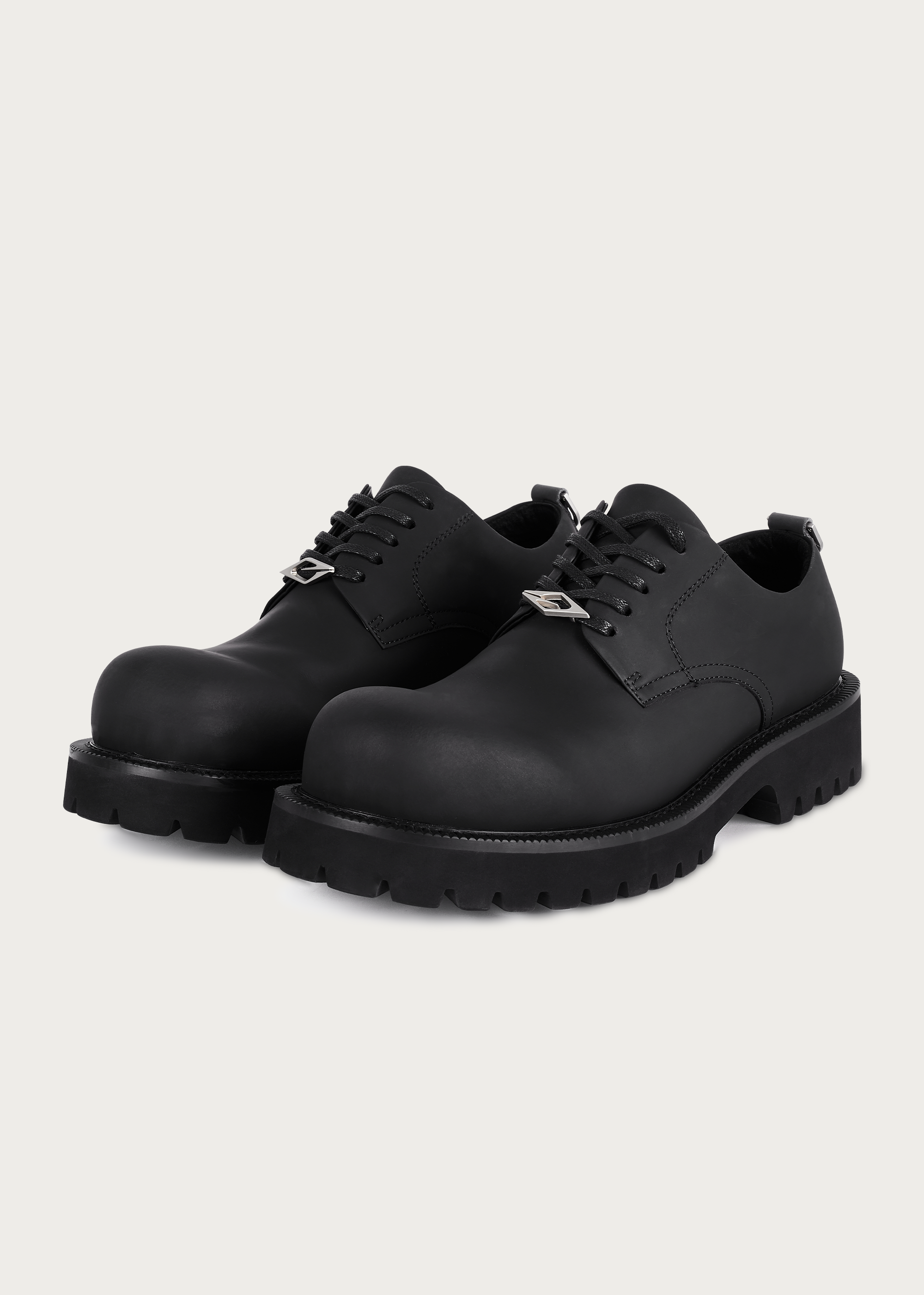 Derby shoes Chunky Round-toe Matte black