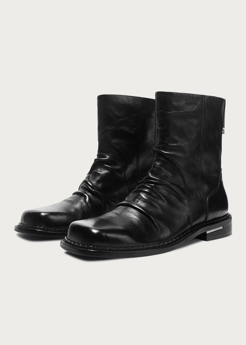 Chelsea boots Square-toe Ruched Washed-horsehide