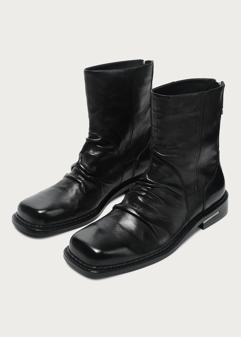 Chelsea boots Square-toe Ruched Washed-horsehide