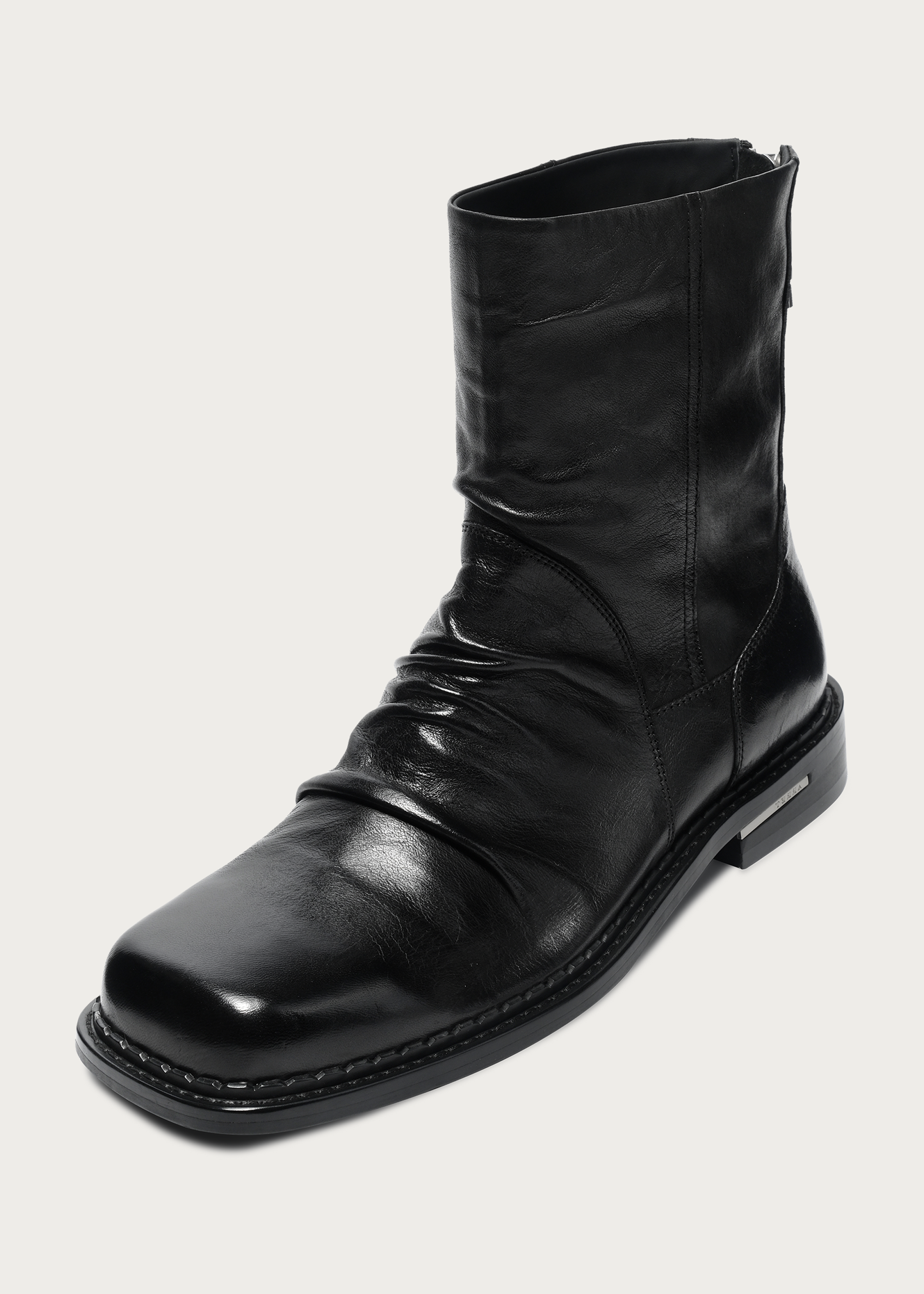 Chelsea boots Square-toe Ruched Washed-horsehide