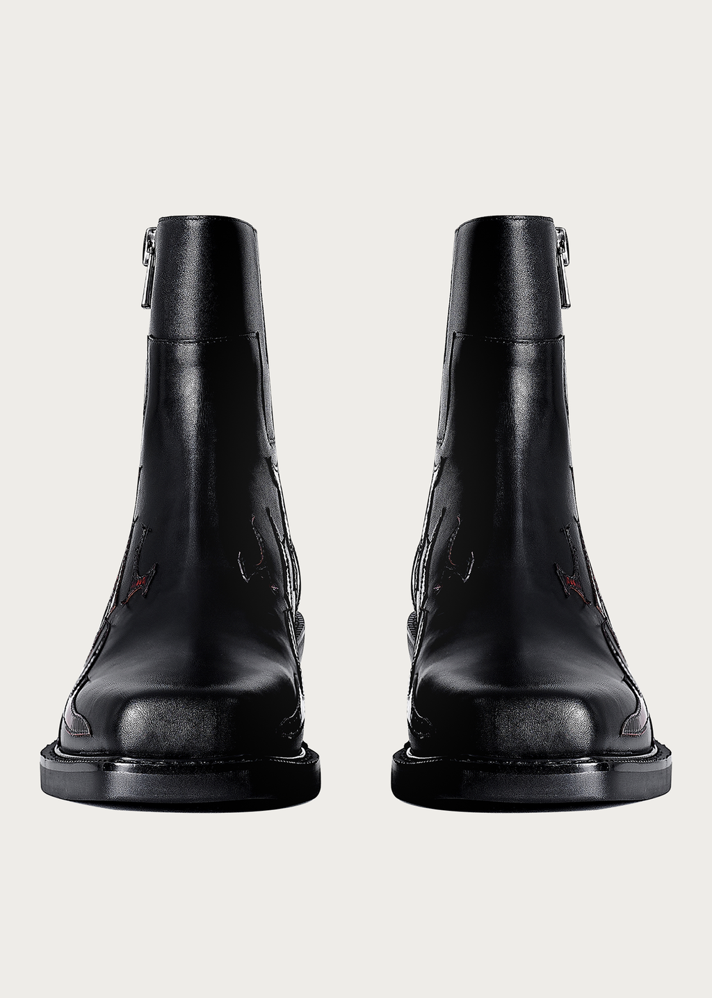 Chelsea boots Square-toe Black and Red-Flame-pattern