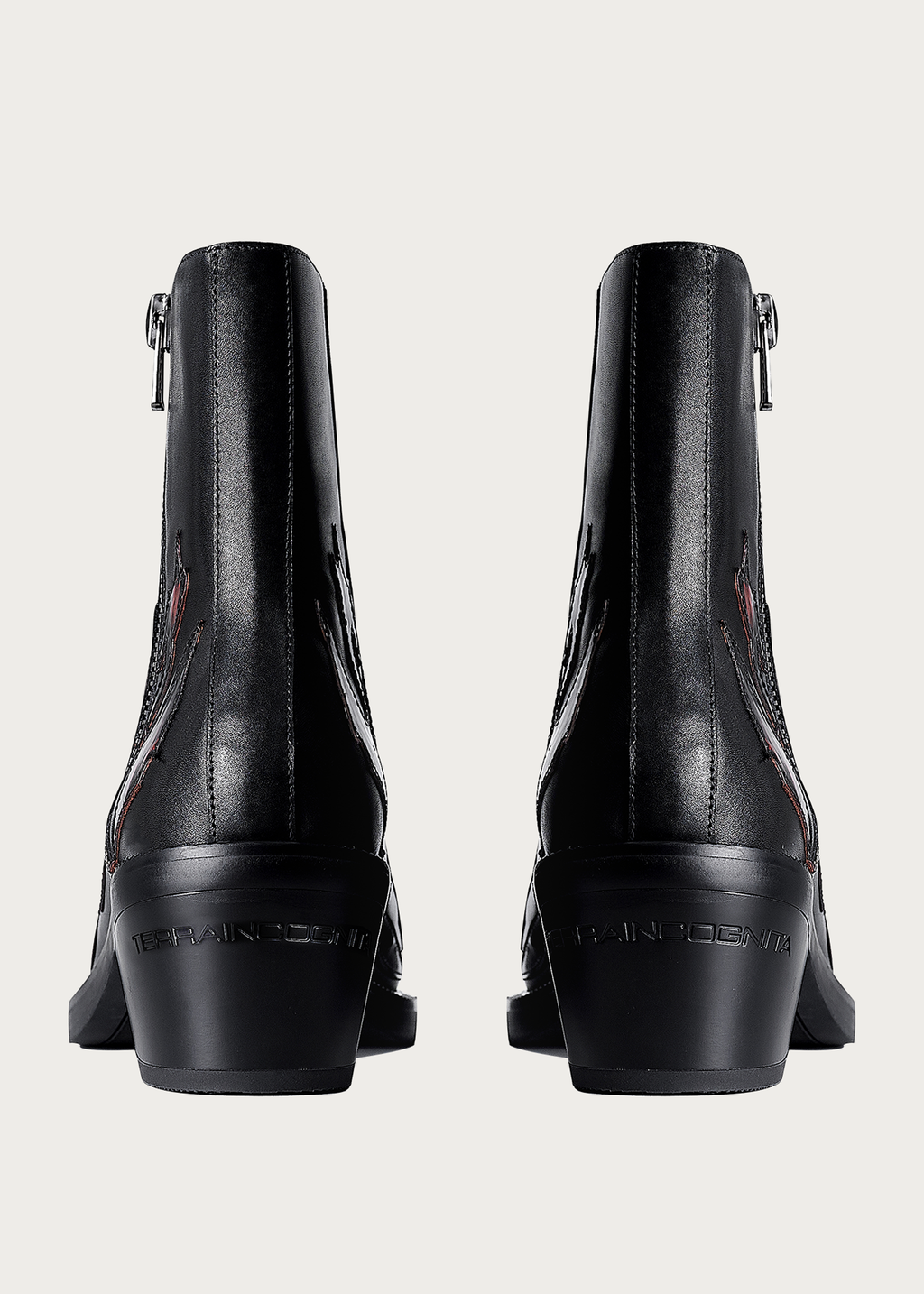 Chelsea boots Square-toe Black and Red-Flame-pattern