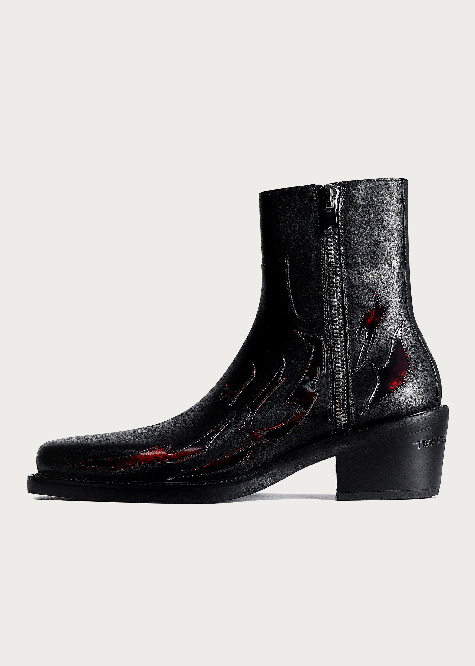 Chelsea boots Square-toe Black and Red-Flame-pattern
