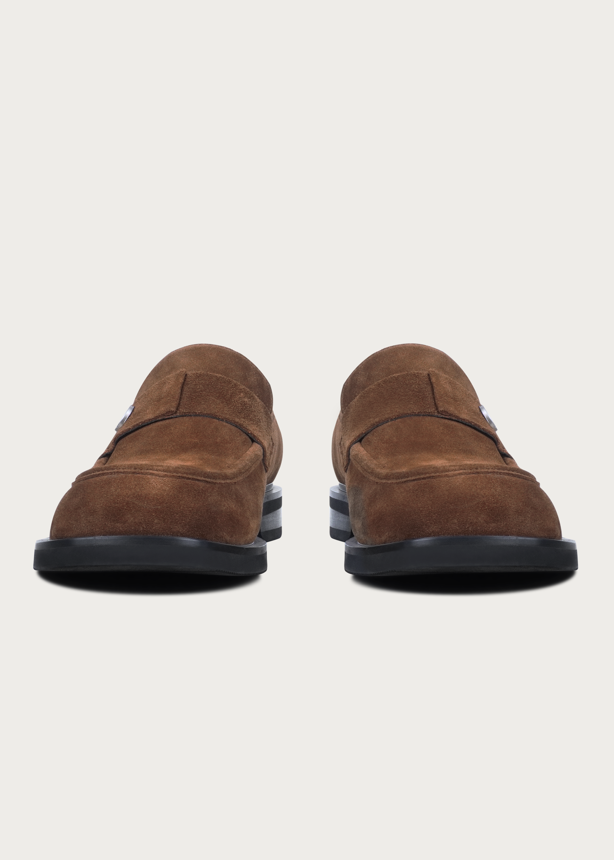 Loafers Button Leather Brown