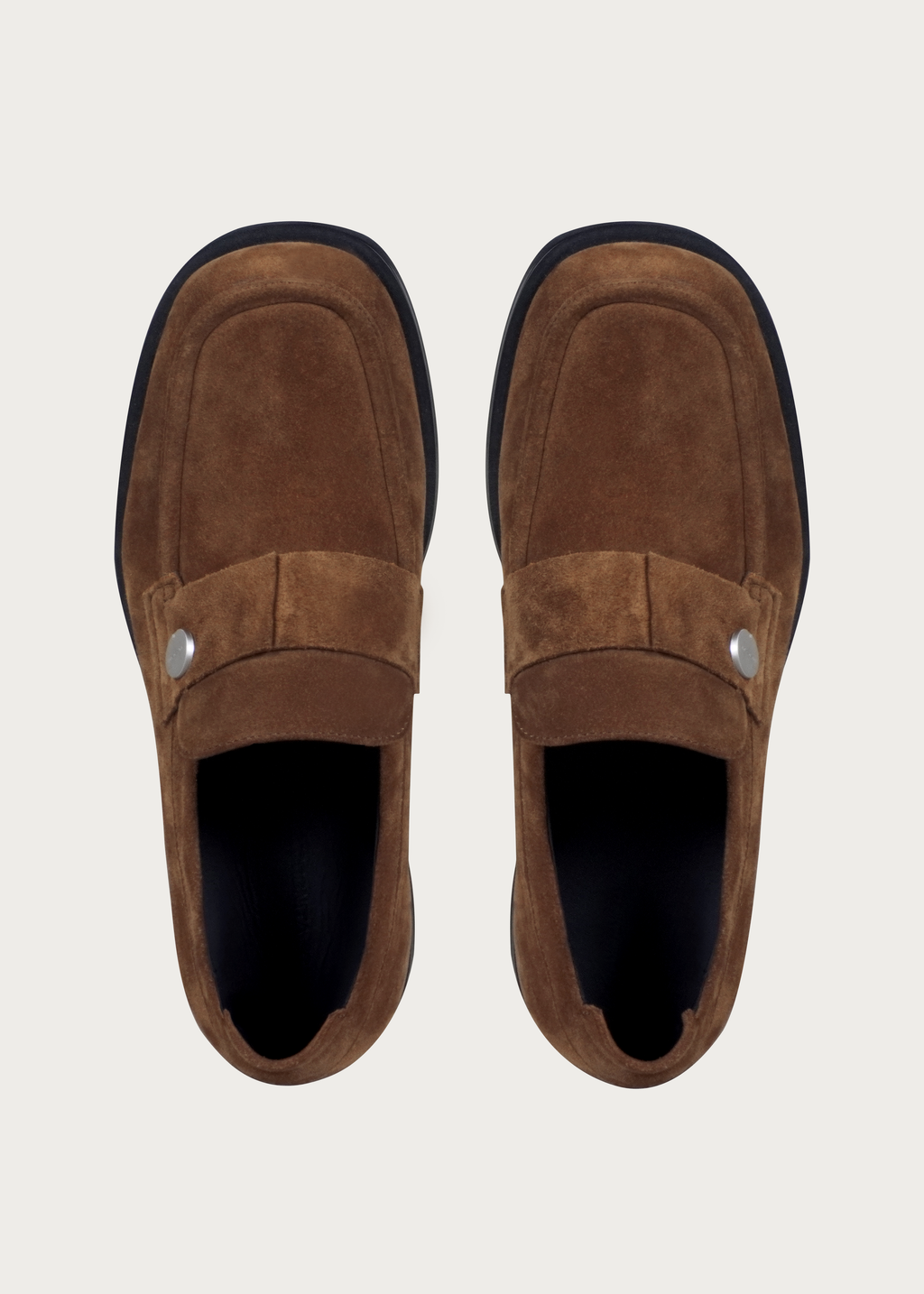 Loafers Button Leather Brown