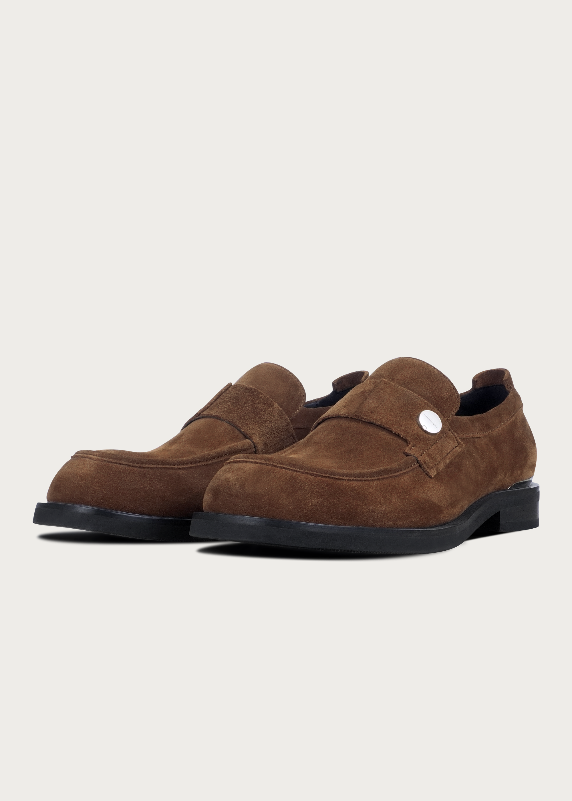 Loafers Button Leather Brown
